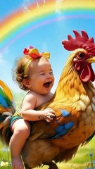 Cute Baby Riding Birds. Animals etc.....