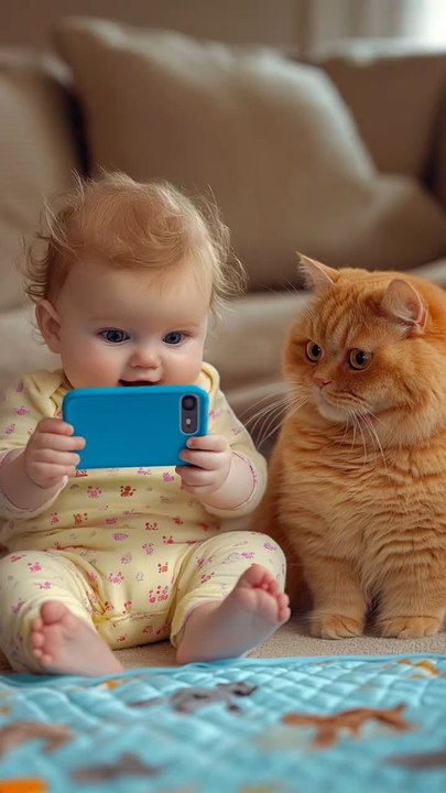 baby & cute cat