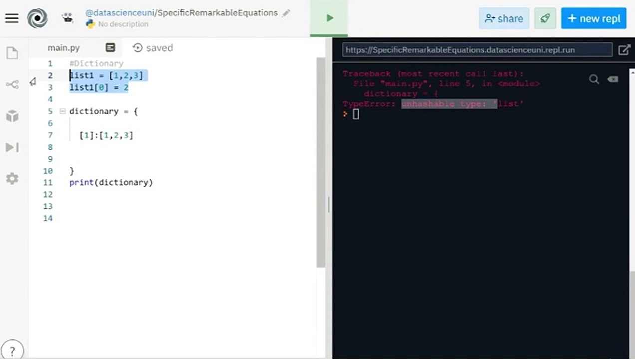 Lecture 43: Python has Un-changeable dic key