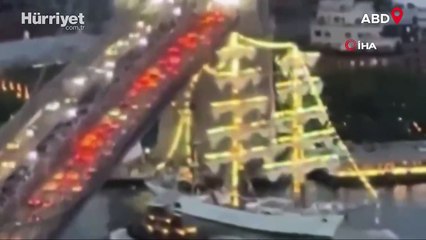 Meksika donanmasına ait gemi Brooklyn Köprüsü'ne çarptı! Ölü ve yaralılar var