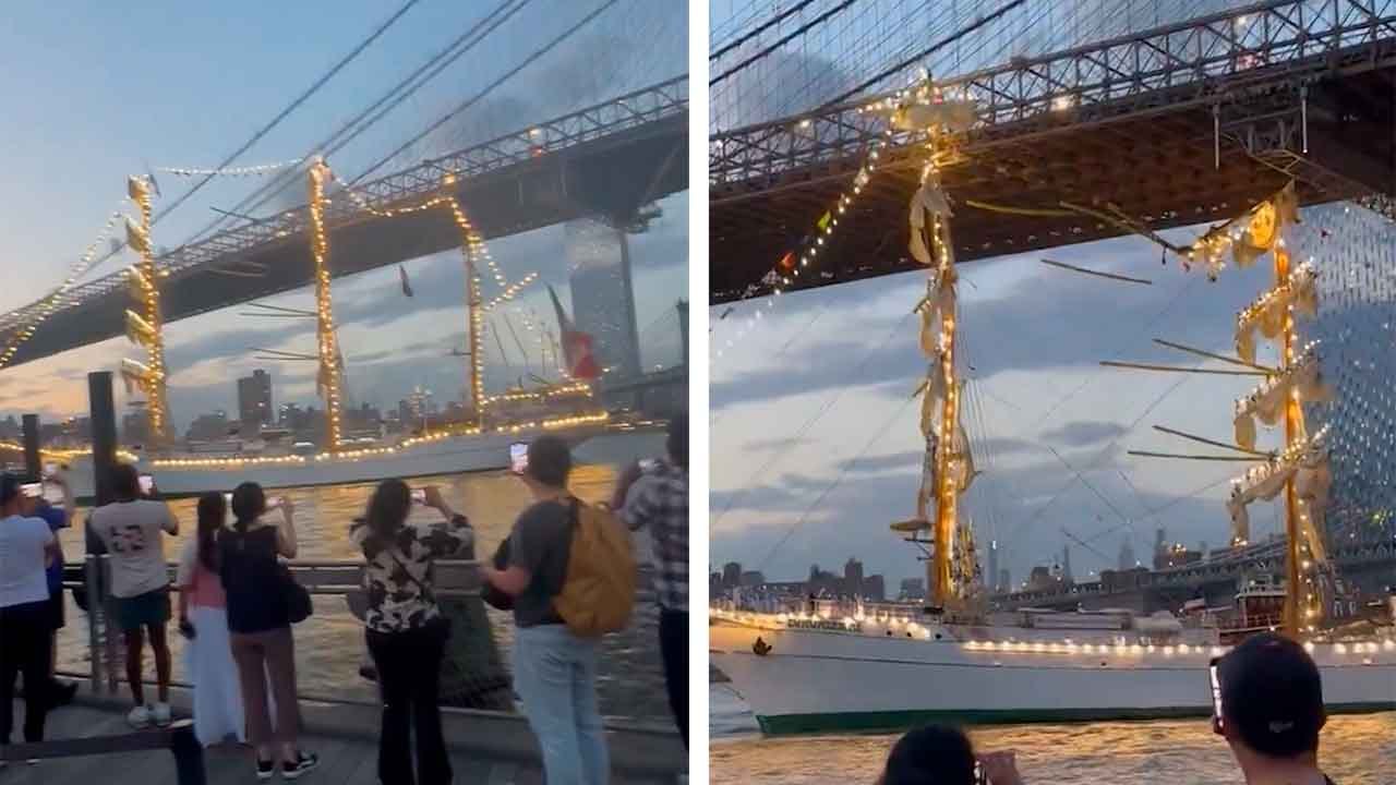 Beeindruckendes Video zeigt: Mexikanisches Marineschiff rammt Brooklyn Bridge