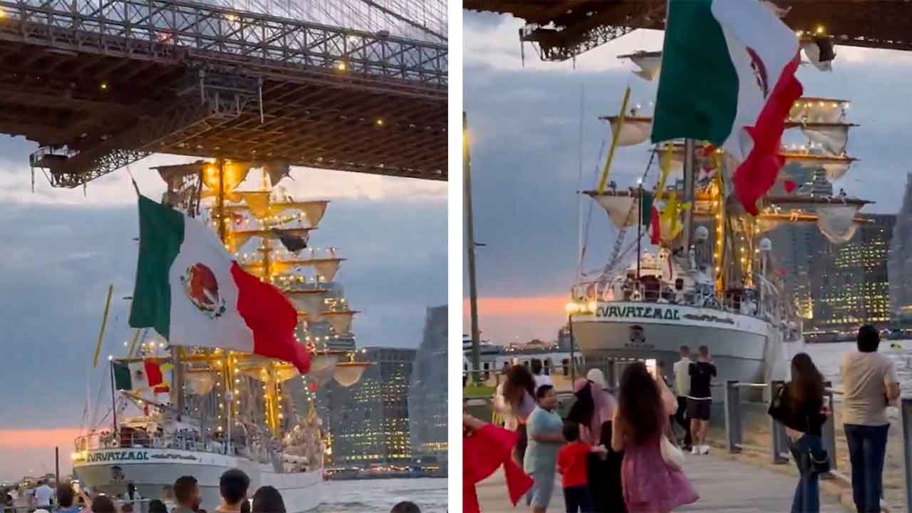 Etkileyici Video: Meksika Donanması Gemisi Brooklyn Köprüsü'ne Çarpıyor