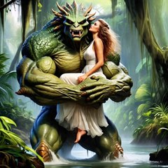 A monster takes care of her beautiful girlfriend