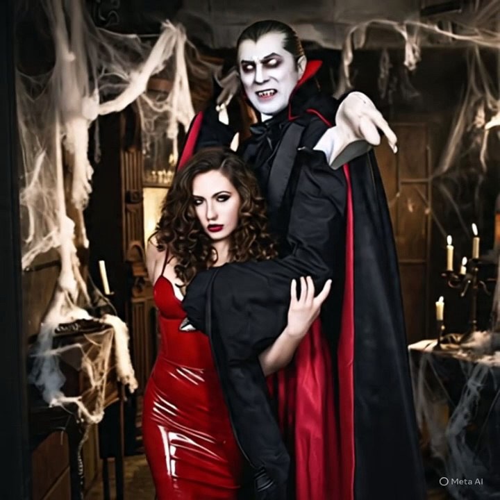 A Dracula enjoys the moment with his beautiful girlfriend