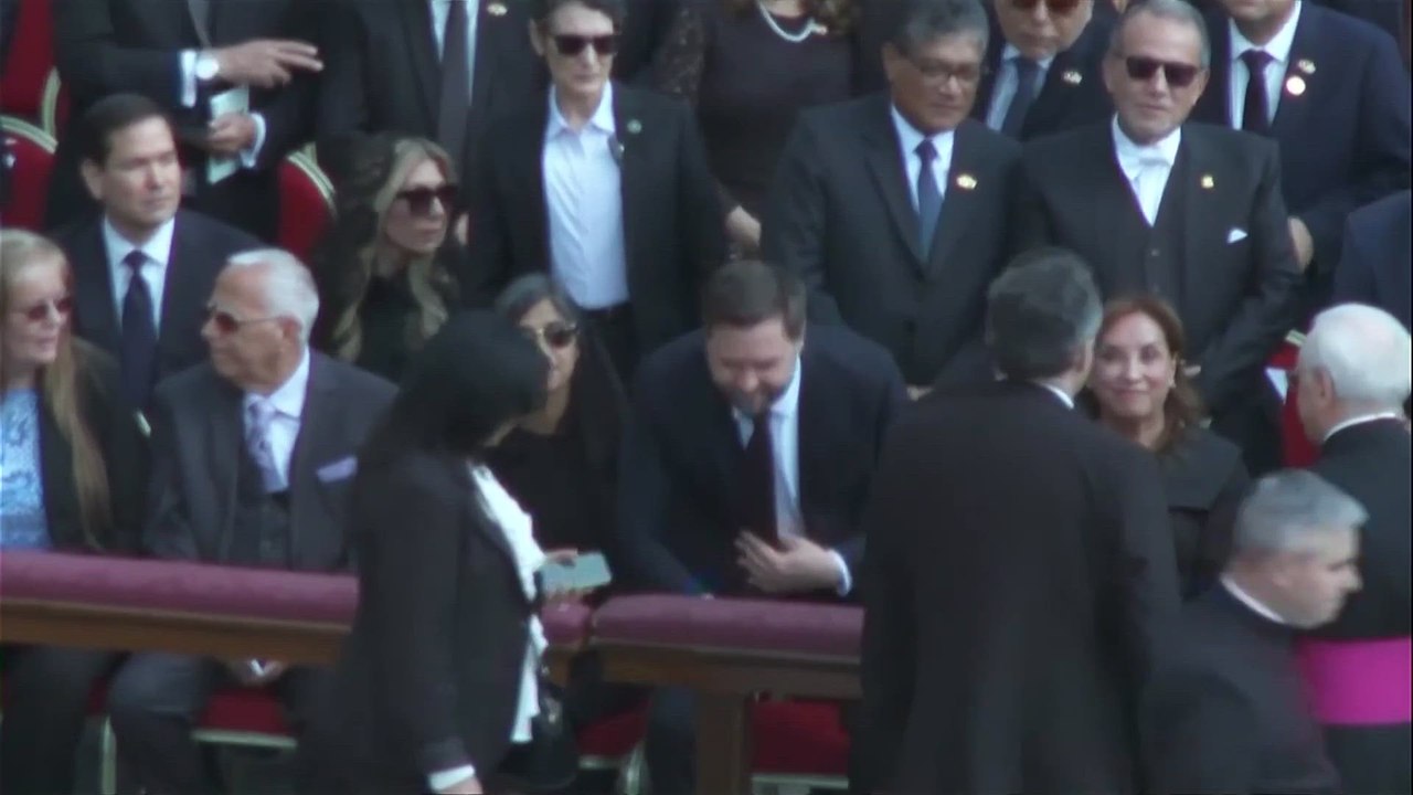 Vance and Rubio shake hands enthusiastically with Zelenskiy at Pope Leo's inaugural mass