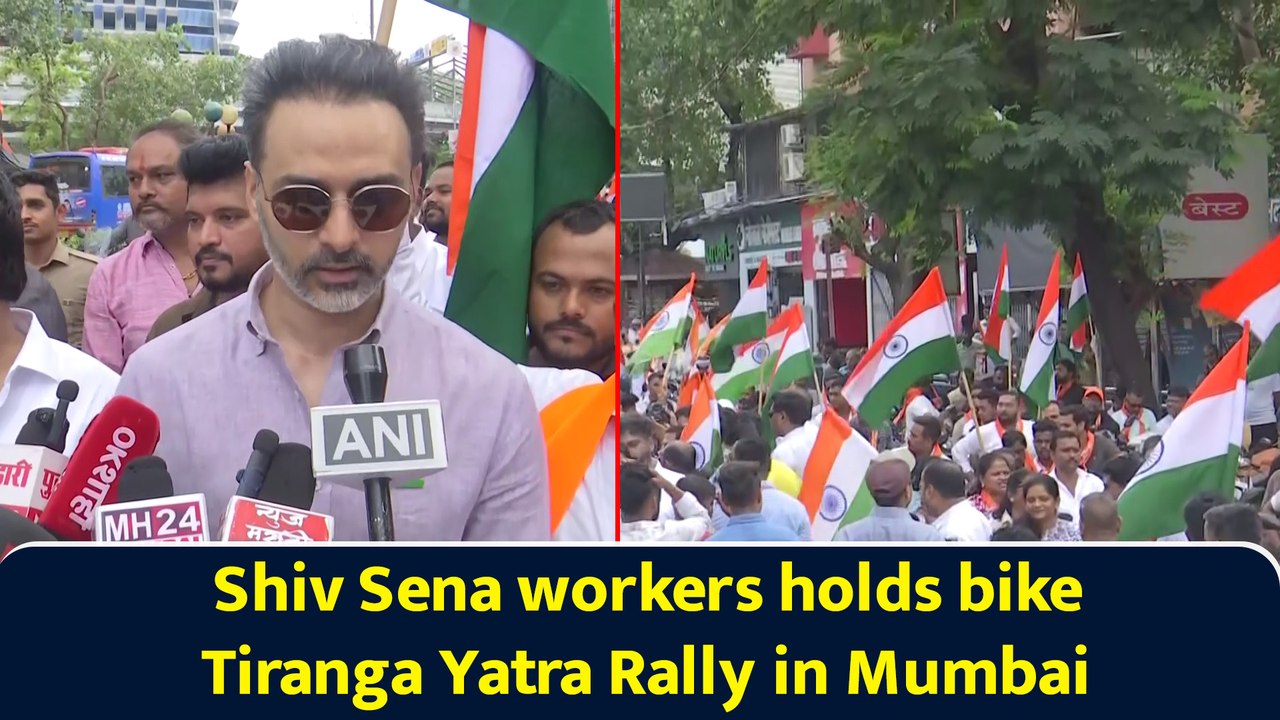 Shiv Sena workers holds bike Tiranga Yatra Rally in Mumbai