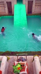 My Dream waterslide part Short #history #primitiveuniquetool #pool #survival #build #cooking - 1080