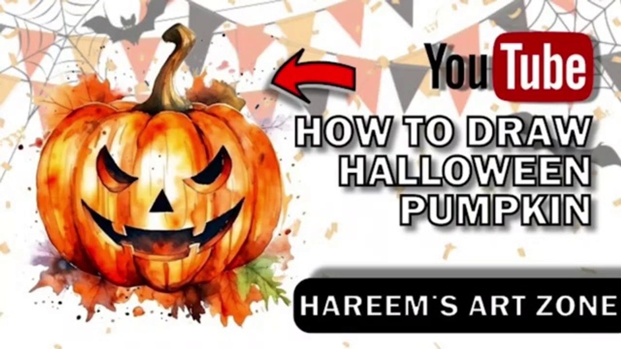 How to draw Halloween pumpkin step by step_ Halloween pumpkin drawing easy_ satisfying art
