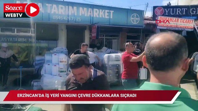 Erzincan'da bir iş yerinde çıkan yangın, kısa sürede çevredeki dükkanlara da sıçradı