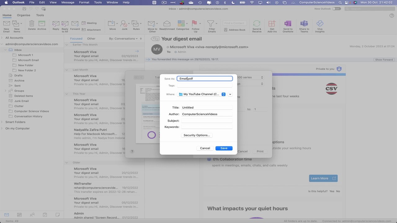 How to SAVE Your Email as a PDF on Microsoft Outlook Using a Mac / Computer - Basic Tutorial | New