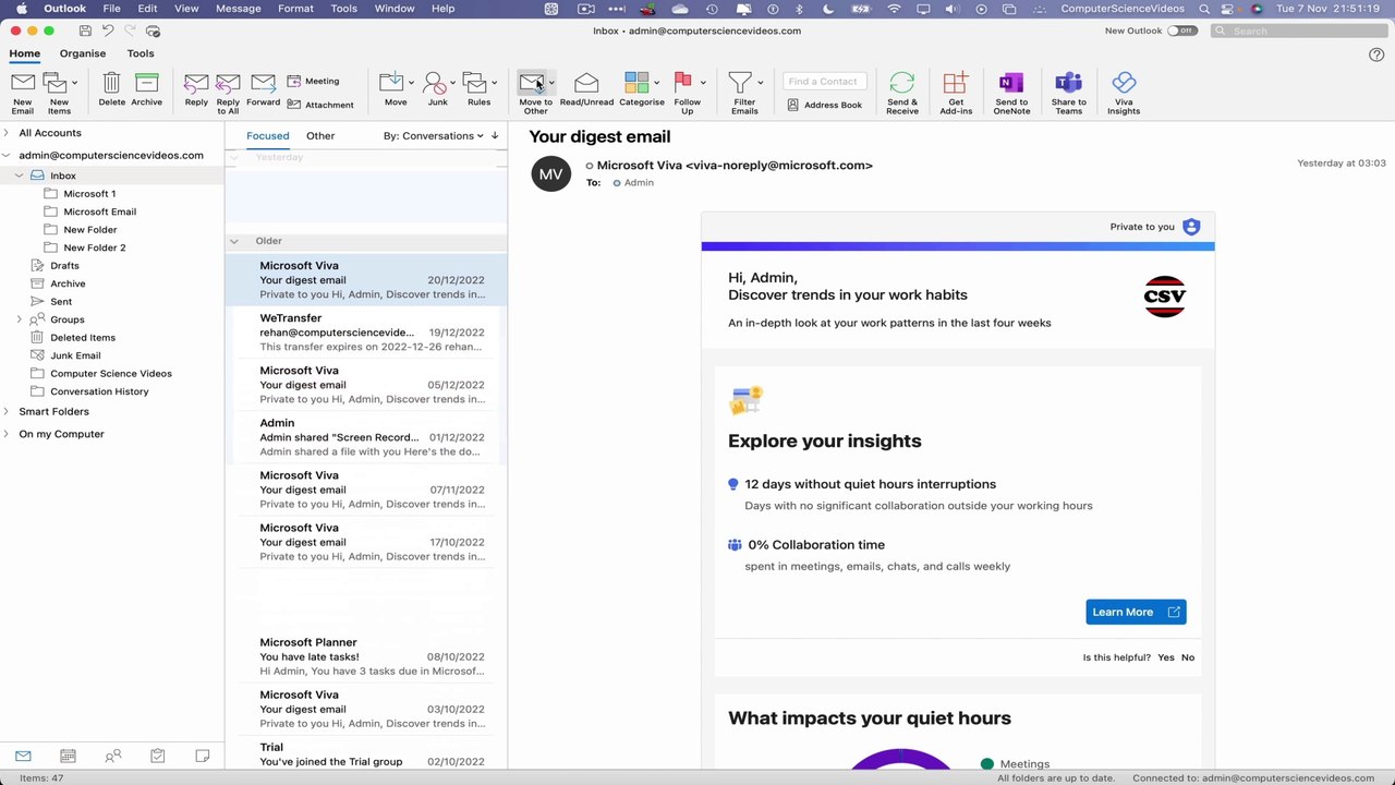 How to MOVE Multiple Emails to the Other Folder on Microsoft Outlook Using a Mac Computer - New