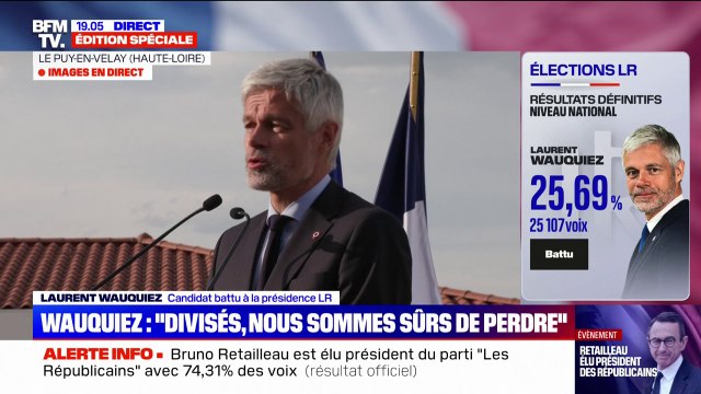 Après sa défaite à la présidence des Républicains, Laurent Wauquiez appelle à un projet de rupture