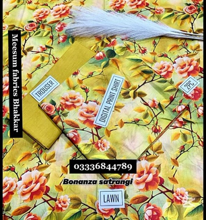 Lawn dress 2025 bonanza satrangi 2pc suit