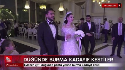 Diyarbakır'da evlenen çift, düğünde pasta yerine burma kadayıf kesti