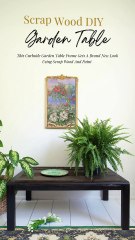 DIY Garden Table using curbshopped metal frame and scrap woods
