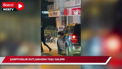 Şampiyonluk kutlaması yapan Galatasaralı taraftara taşlı saldırı