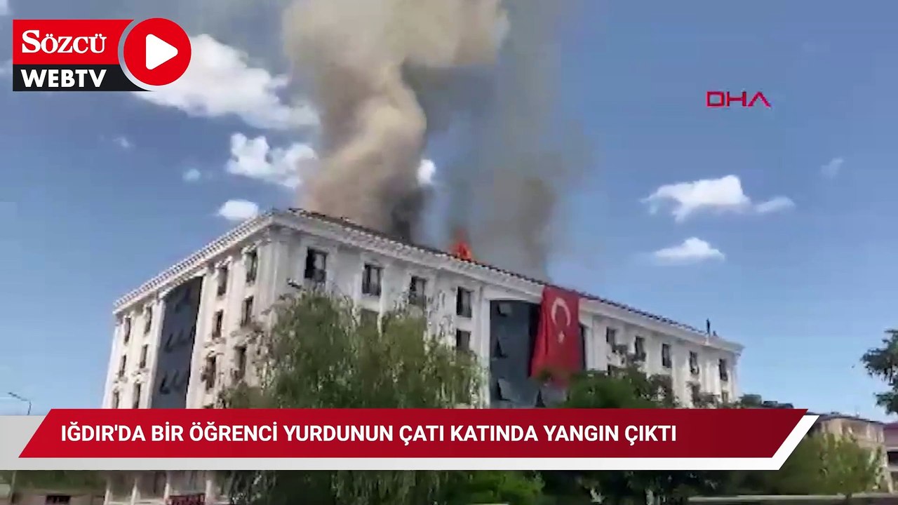 Iğdır'da bir öğrenci yurdunun çatı katında yangın çıktı