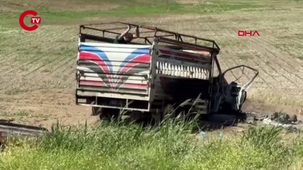 Baba ve 15 yaşındaki oğlunun yanan kamyonette cesetleri bulundu