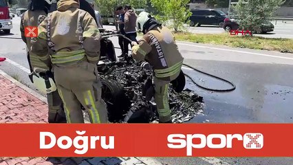 Adalı'nın oğlunun Ferrari'si yolda yanıp küle döndü