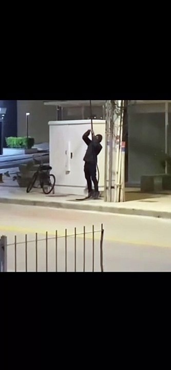 Homem usa ombro de comparsa como apoio em furto de fios inusitado em Florianópolis