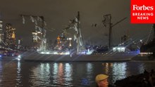 Video Shows Damage Caused After Mexican Navy Training Ship Collides With Brooklyn Bridge