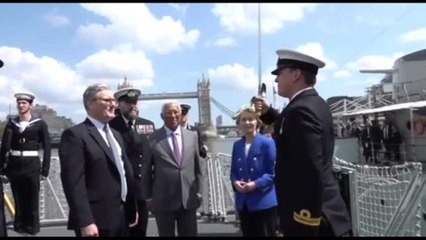 Ue-Gb, Starmer, Von der Leyen e Costa sulla fregata HMS Sutherland