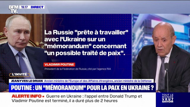 Appel entre Trump et Poutine: pour Jean-Yves Le Drian, ancien ministre de la Défense, ça fait trois ans que le président russe répète la même chose