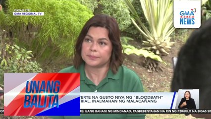 Pahayag ni VPSD na gusto niya ng "bloodbath" sa impeachment trial, inalmahan ng Malacañang at ni de Lima | Unang Balita