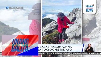70-anyos na babae, tagumpay na nakaakyat sa tuktok ng Mt. Apo | Unang Balita