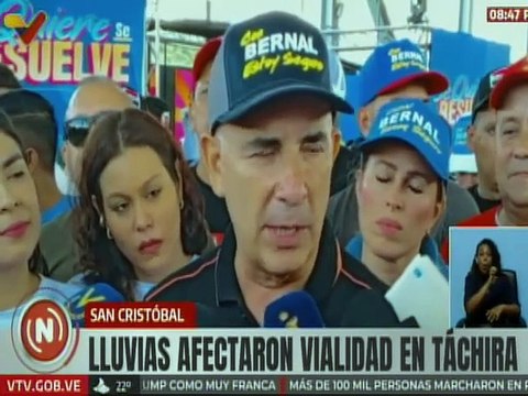 Autoridades se mantienen desplegadas para atender afectaciones por fuertes lluvias en Táchira