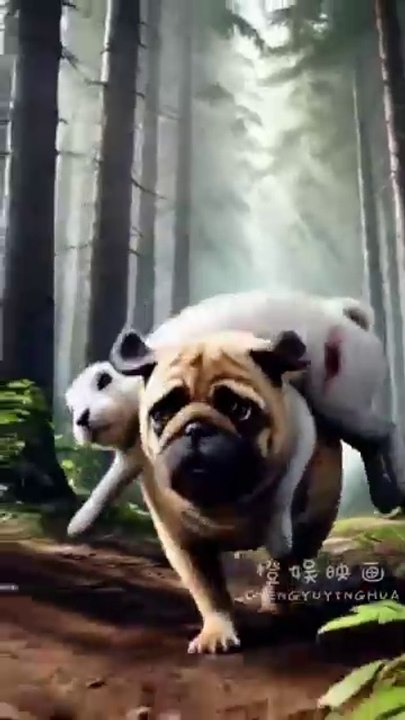 Poor_rabbit_was_hurt_by_accident,pug_rescued_him_#pug_#story___#rescue_#cuteanimals_#animals_#cute(360p)