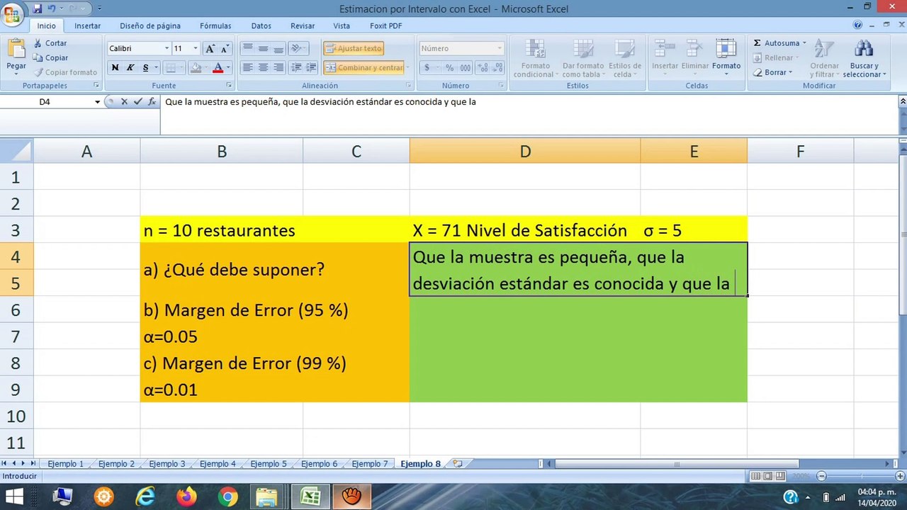 Estimación por Intervalo. Opiniones de consumidores