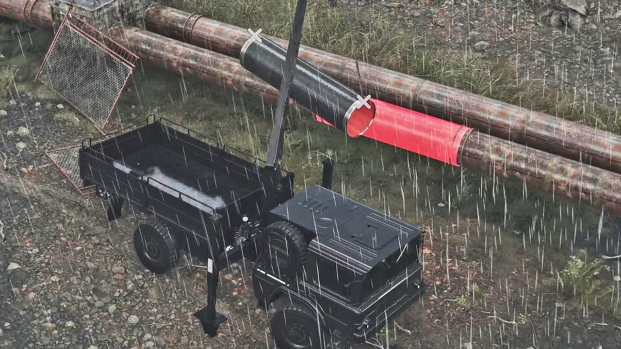 Wir verlegen unser Rohr in Roadcraft, trotz strömenden Regens