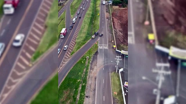 Imagens aéreas do Helicóptero Falcão mostram momento da abordagem a veículo carregado com maconha em Cascavel