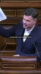 Rufián, sobre el asesinato de Israel a 15.000 niños en Gaza: "Está de moda justificar esta canallada. Es de malnacido"