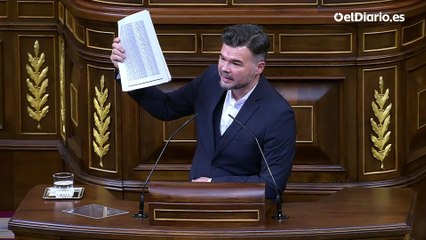 Rufián saca en el Congreso la lista de los 15.000 niños asesinados por Israel: "Es un Estado genocida"