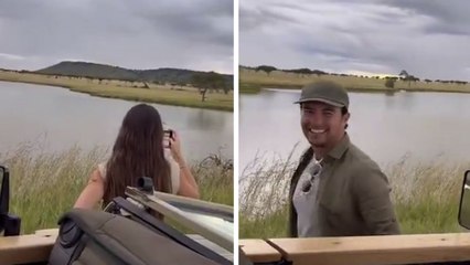 Checo Pérez hace divertida broma a su esposa y casi la atropella