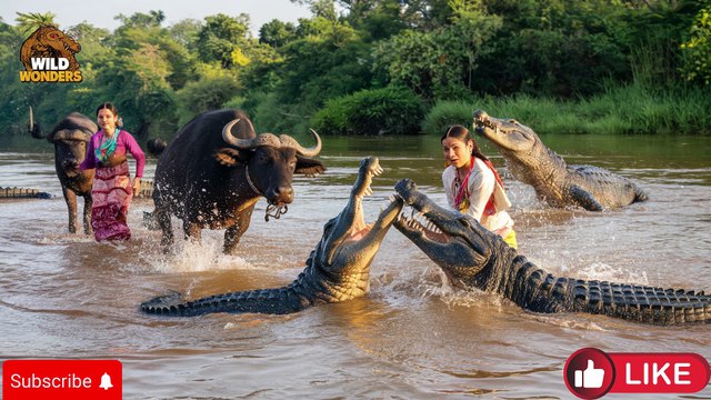 Crocodile Ambush in Jungle River | Buffalo Fights Back to Save Calf | Wild Animal Attack Caught on Camera!