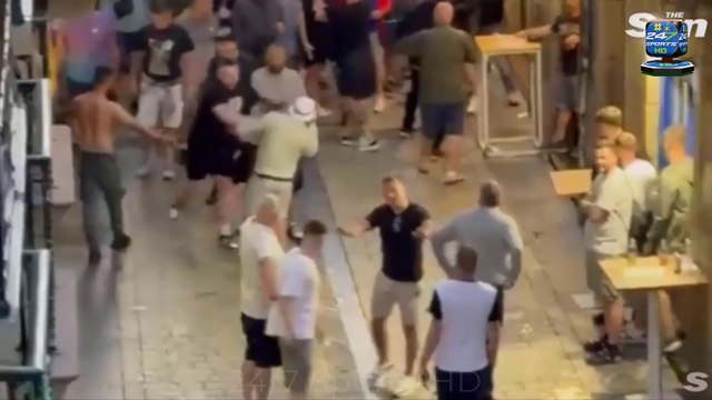 Shocking Moment Punches Thrown as Brawl Erupts Between Man Utd and Spurs Fans in Spain ahead of Europa League Final