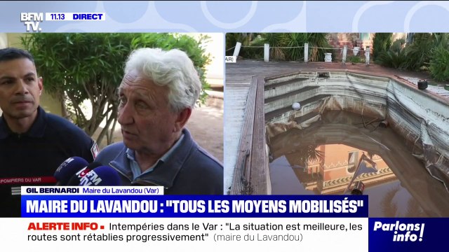 Inondations dans le Var: Il y a une mobilisation forte , affirme Gil Bernardi, maire du Lavandou (Var)