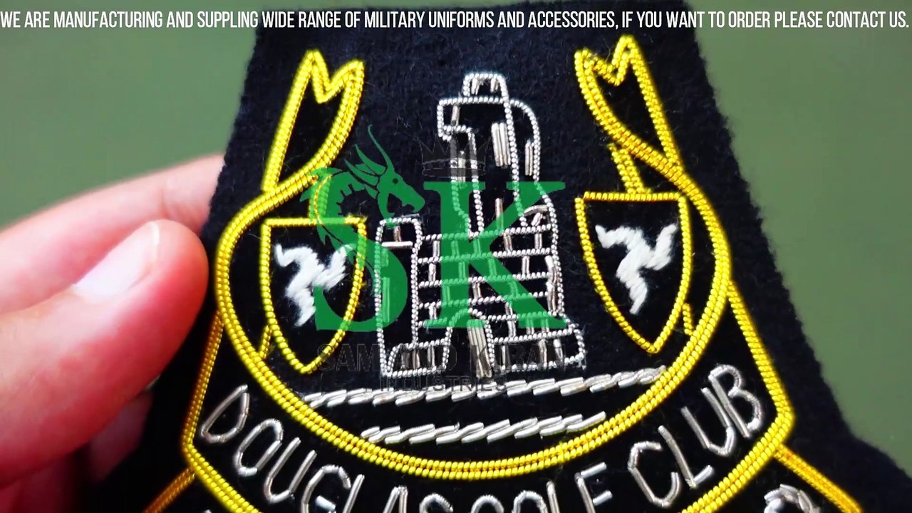 Douglas Golf Club Badges, Customized Embroidery Badges, Hand Embroidery Bullion Blazer Badges