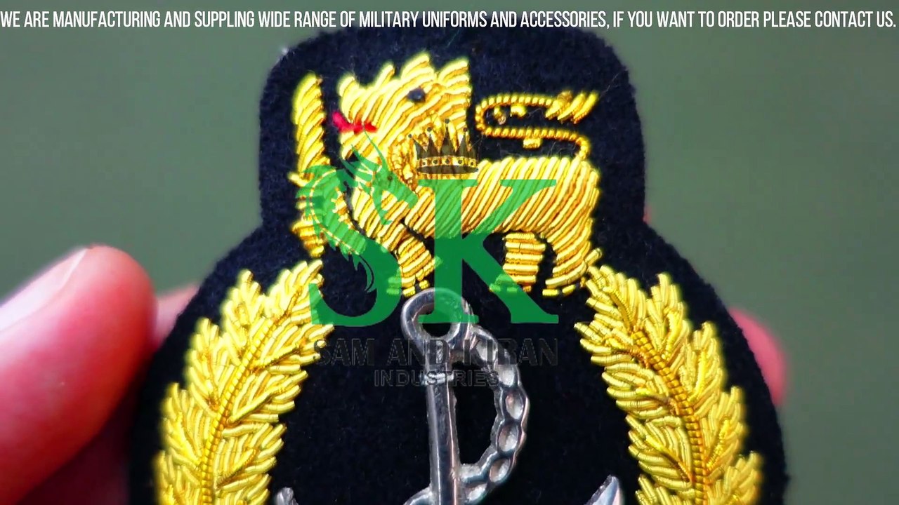 High Quality Gold Bullion Wire Cap Badge, Wholesaler Hand Embroidery Bullion Wire Badges