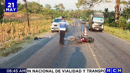 Motociclista intentó rebasar, pero murió al encontrarse con rastra en El Progreso