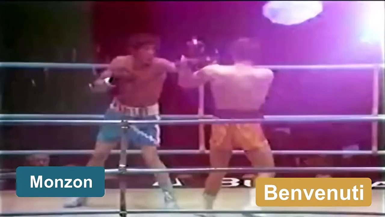Carlos Monzón vs Nino Benvenuti II, Resumen del combate en pantalla ancha a color y nocaut, pelea por el título de boxeo
