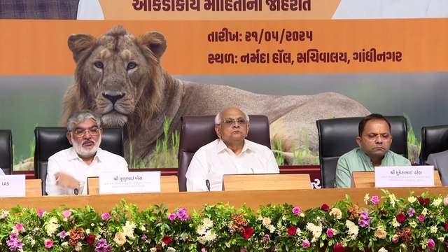 #GUJARAT CM BHUPENDRA PATEL BRIEFS MEDIA ABOUT 16TH ASIATIC LION CENSUS IN #GANDHINAGAR #LionCensus2025 #ASIATICLION