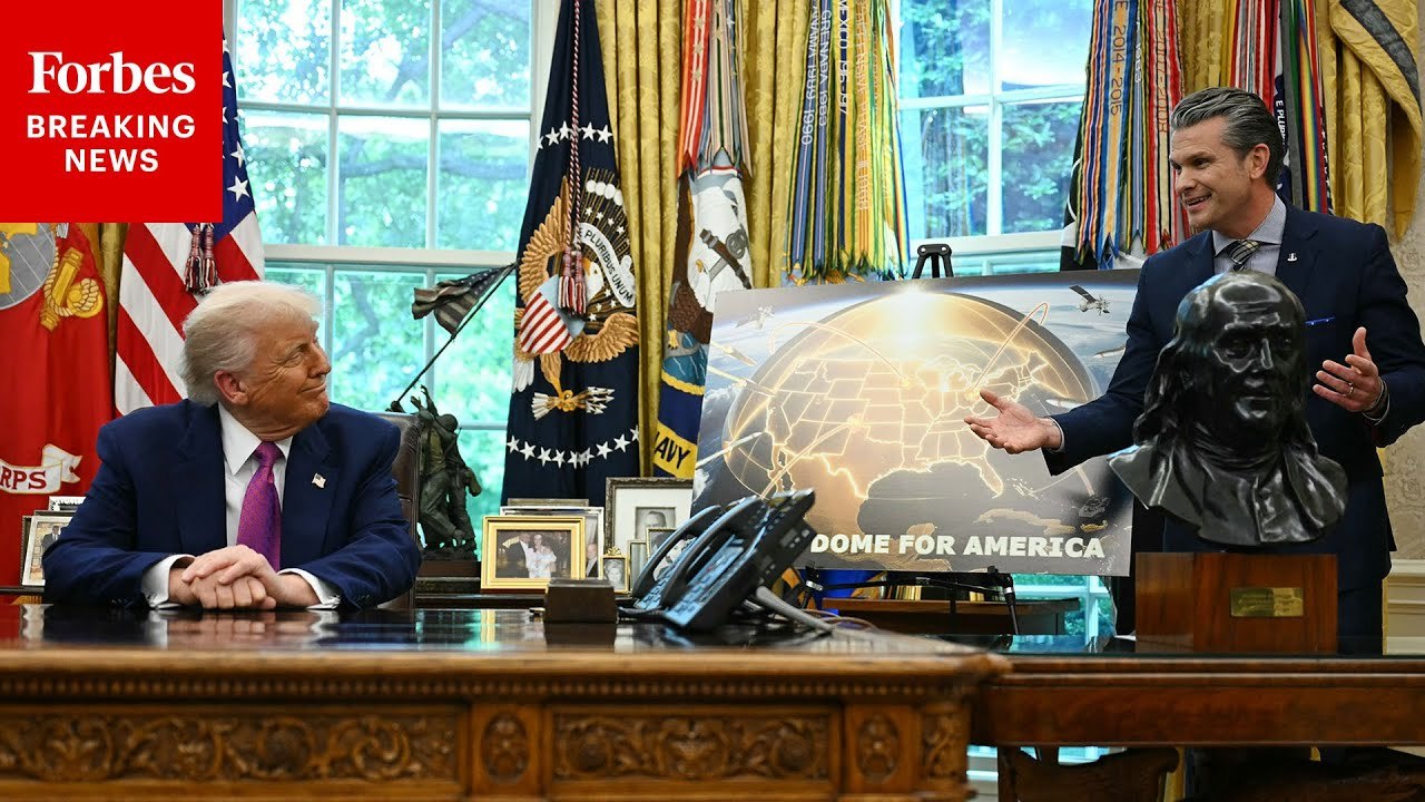 Pete Hegseth Promotes 'Golden Dome' During Oval Office Reveal With Trump