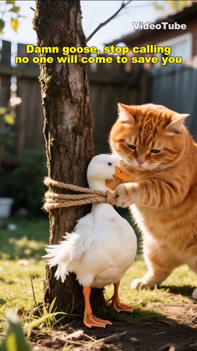 This orange cat bullies the lion.🤣🤣#ai #aistory #cat #VideoTube #funny