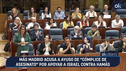 Más Madrid acusa a Ayuso de "cómplice de asesinato" por apoyar a Israel contra Hamás