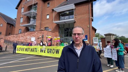 (May 2025) Campaigners outside Shropshire Council HQ over climate change and racism concerns