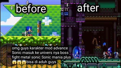 tutorial cara pindah level boss fight metal Sonic di mod Sonic advance 2 mania plus